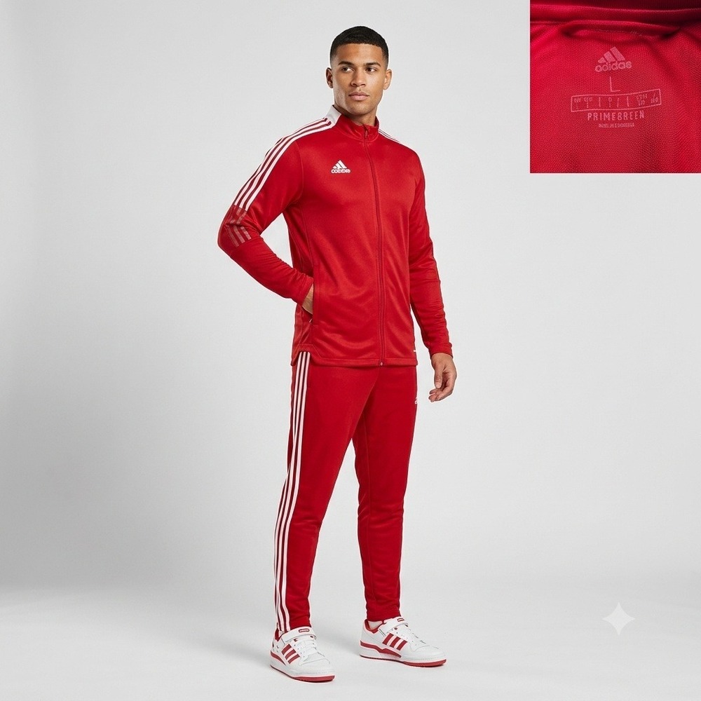 Adidas Track Jacket Mens Large Red Tiro 21 Aeroready Full Zip GM7308